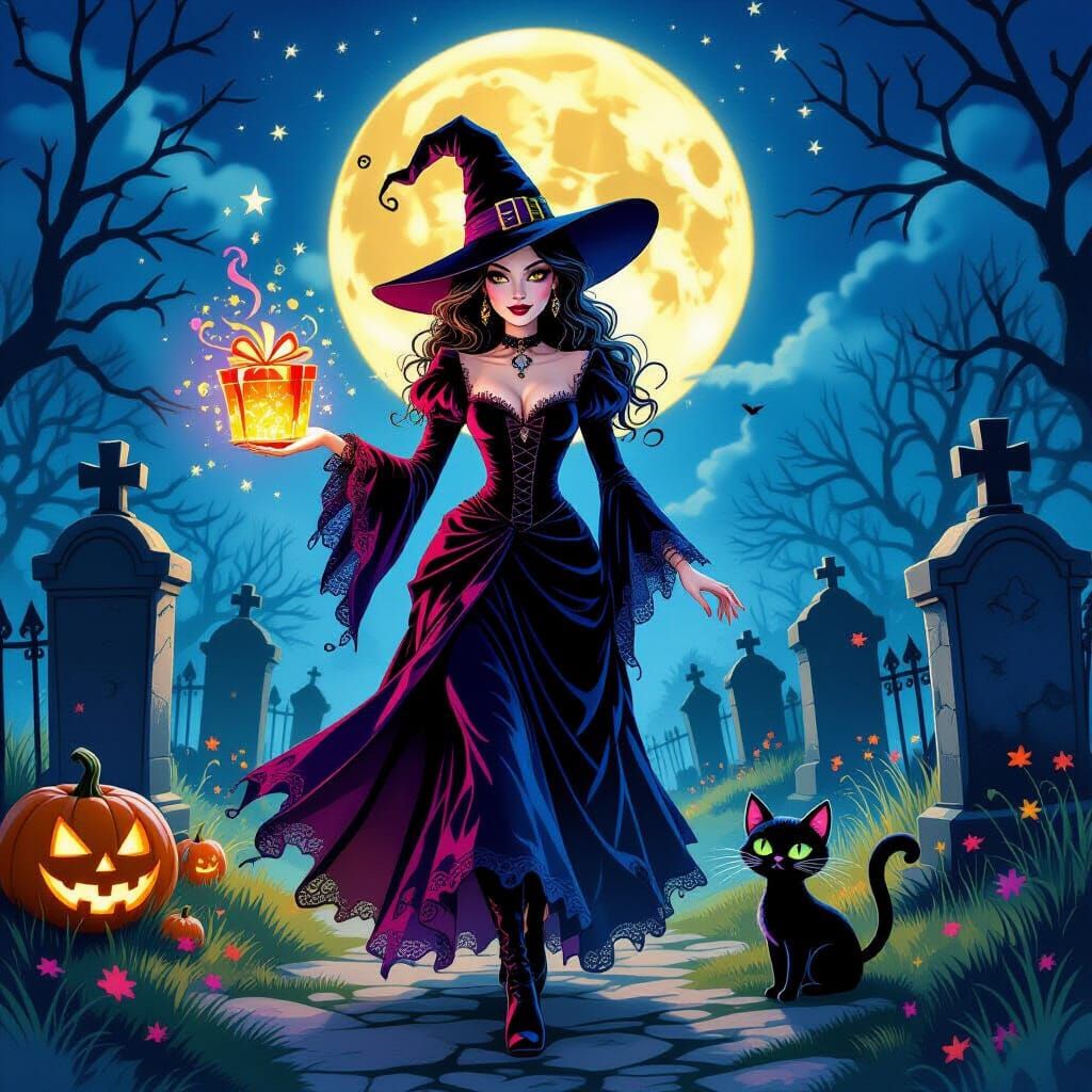 Gothic Witch Birthday Party in Graveyard