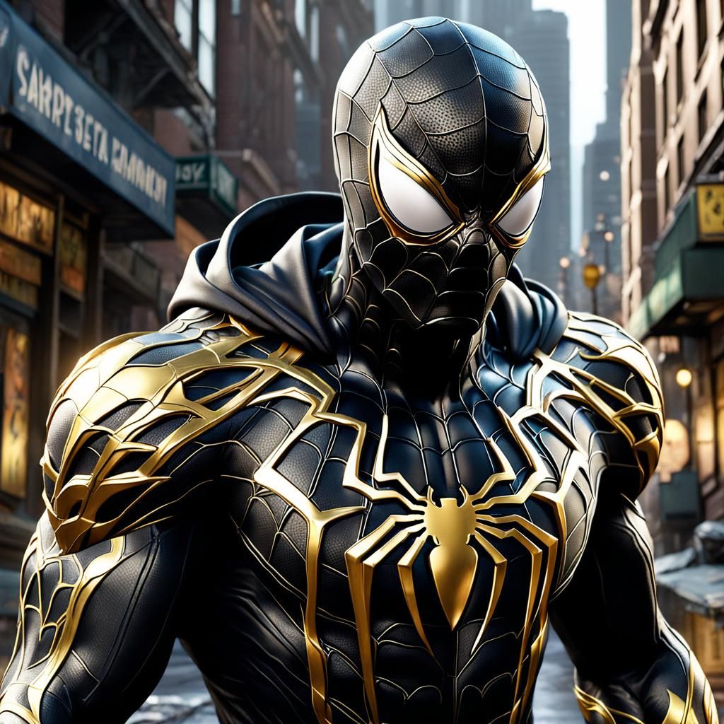 Spiderman Venom with Hooded Black Suit, Digital Art