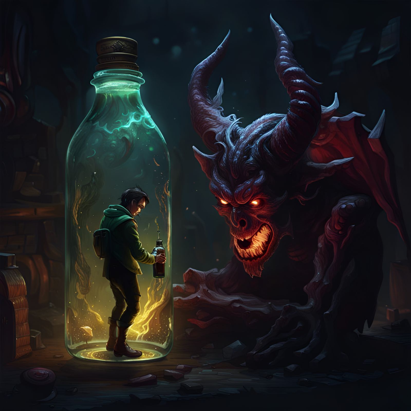 Demon in a Bottle: Dark Fantasy Concept Art