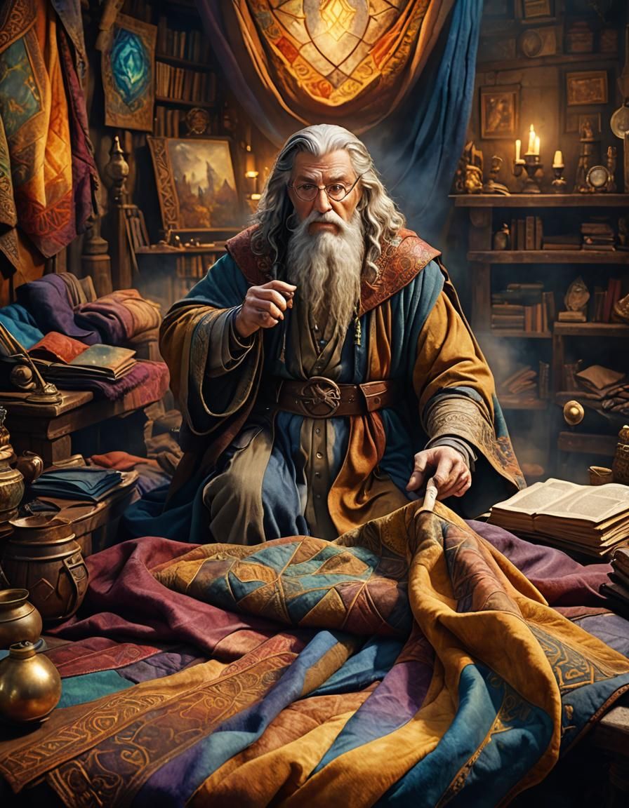 Wizard Presents Quilted Blanket: Digital Matte Painting