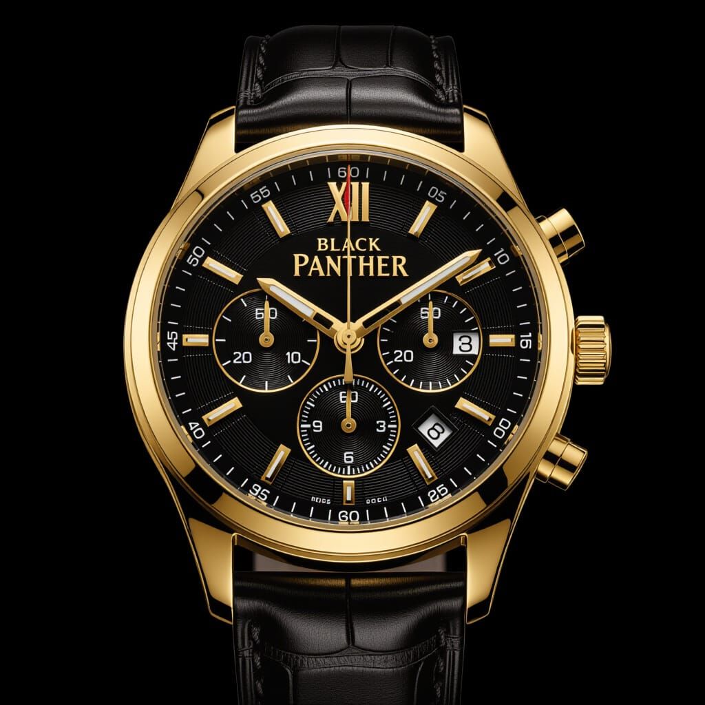 Black Panther Gold Timepiece: Swiss Made Marvel Comics