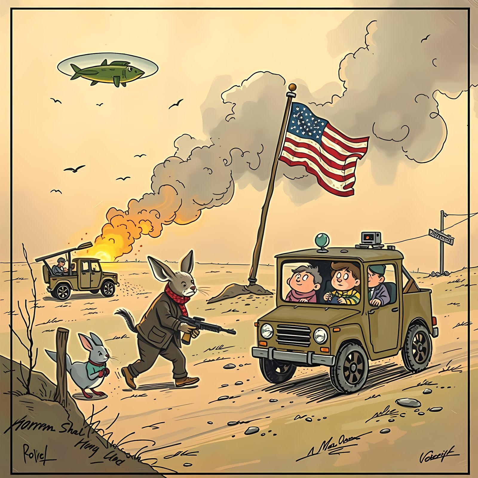 Impressionistic World War II Oil Painting