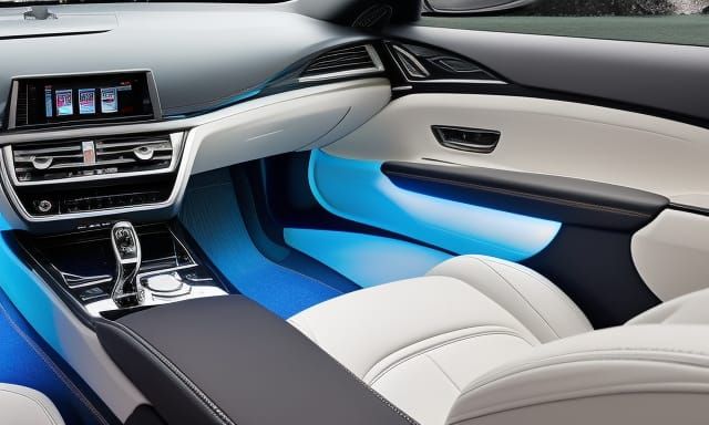 Ethereal Car Interior with Ambient Blue Lighting