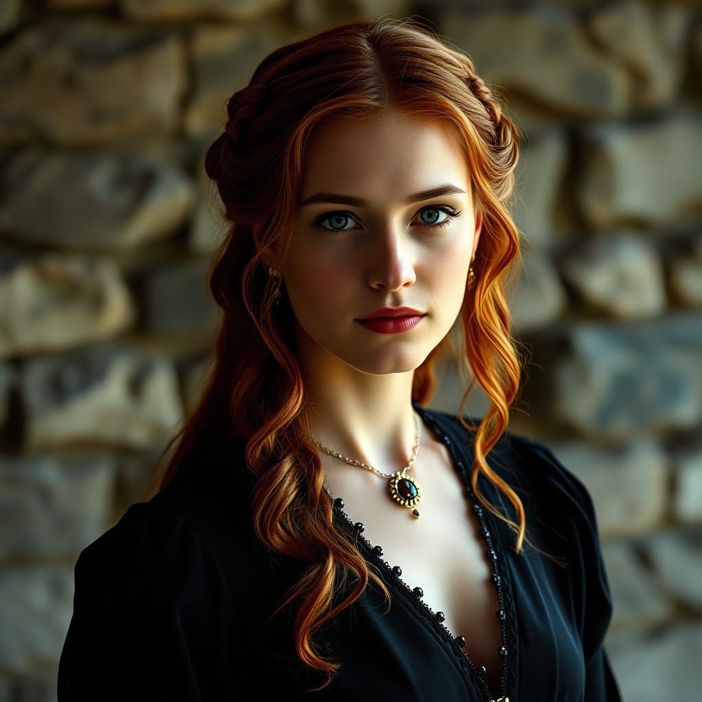 Elegant Medieval Noblewoman in Formal Gown