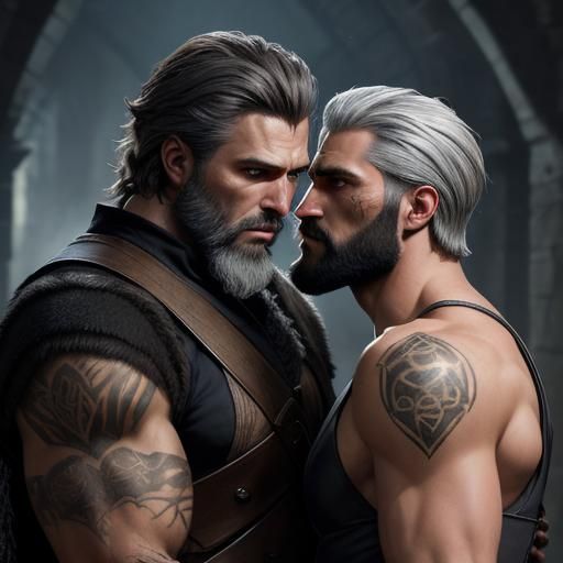 Passionate Kiss Between Two Men