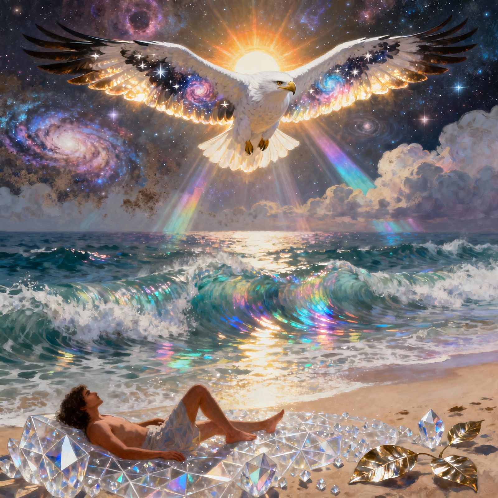 Spirit Dreaming: Eagle Soars Over Beach Scene