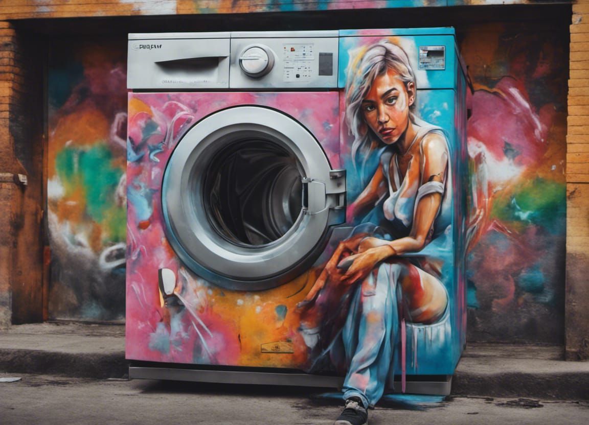 Washing Machine Survival: A Colorful Graffiti Art Scene