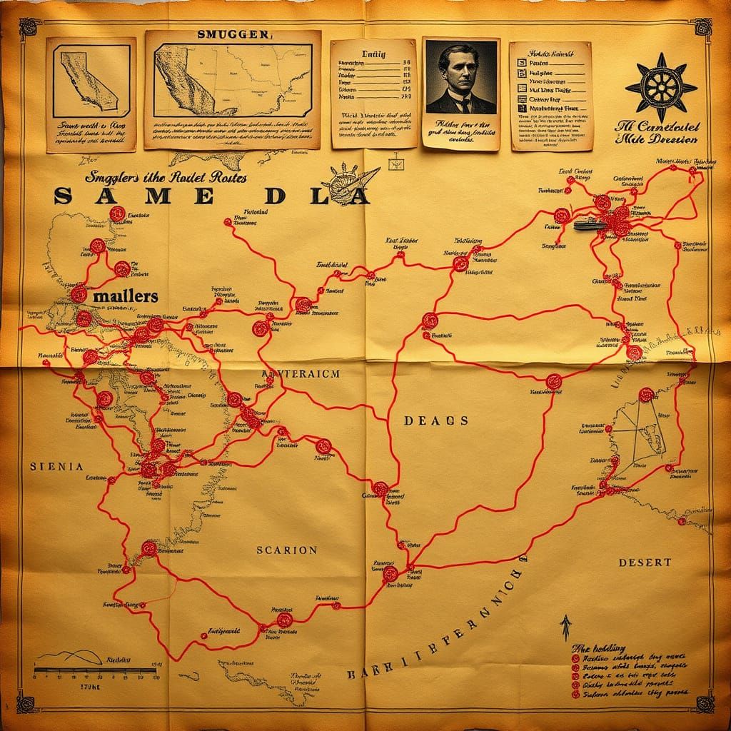 Vintage-Style Map Reveals Clandestine Smuggling Routes in In...