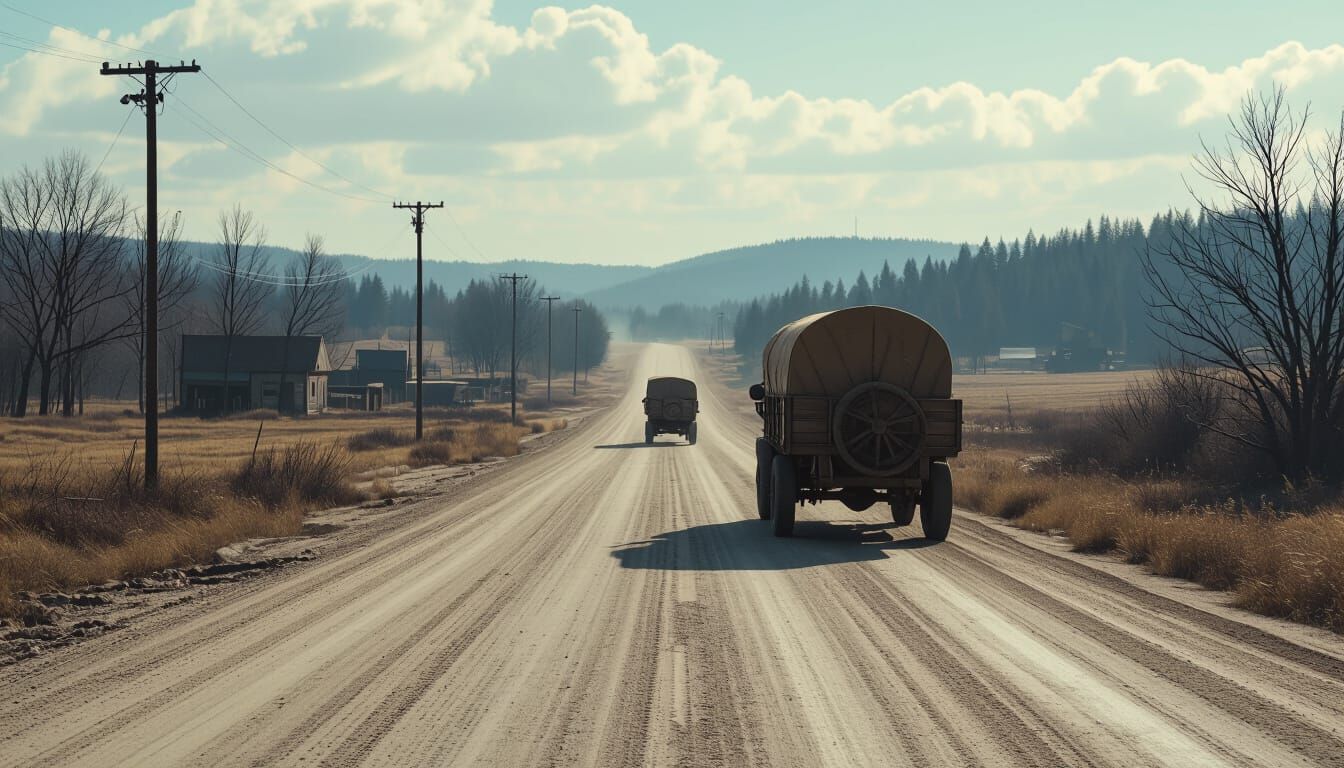Fallout Commonwealth Deserted Road with Trade Caravan