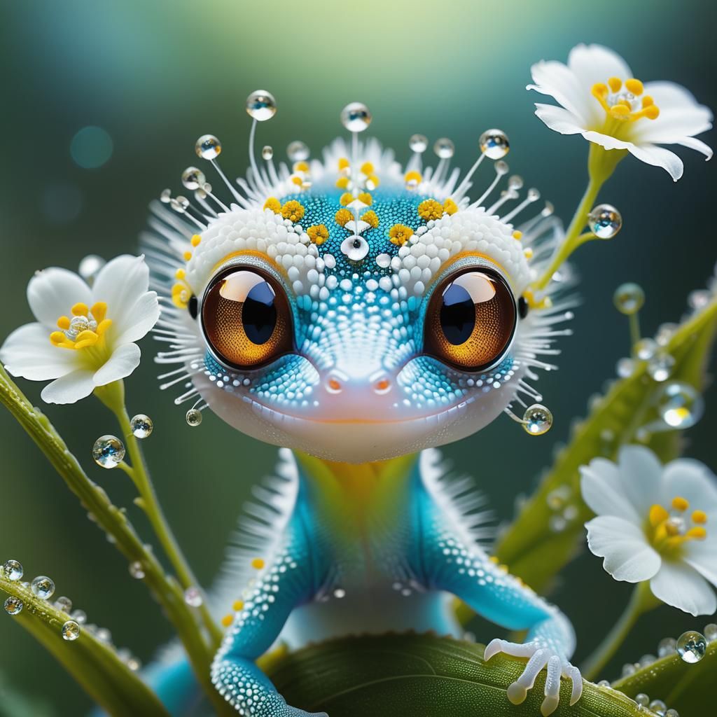 Adorable Translucent Glass Gecko Portrait