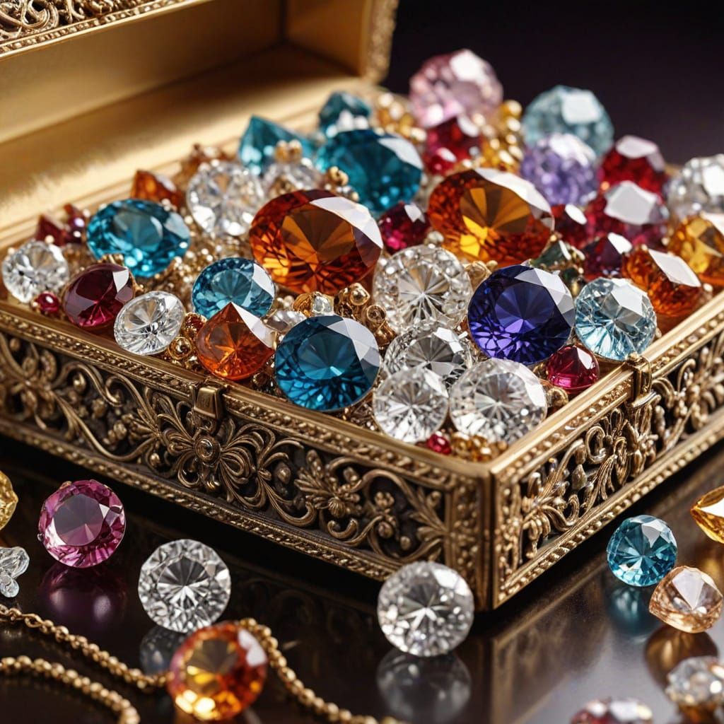 Luxury Still Life: Crystals and Gems in Golden Light