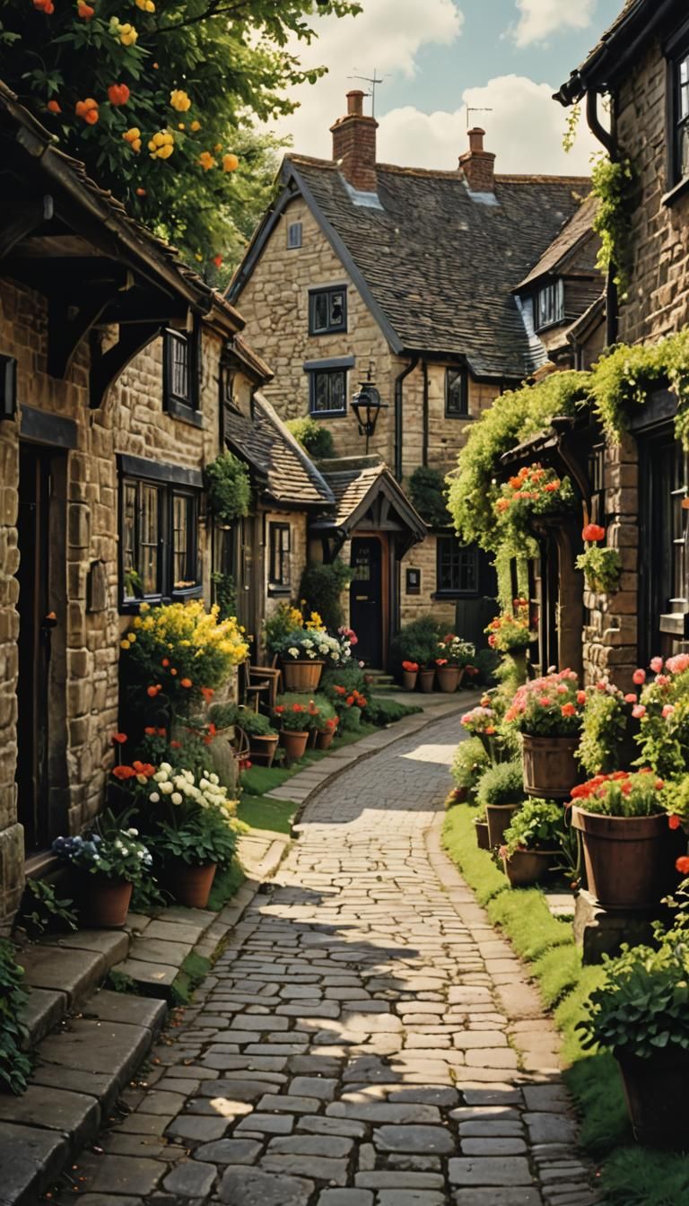 English Village in Spring, Hyperrealistic 4K Photography