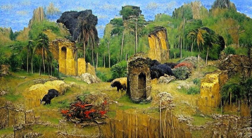 Ruins in a Jungle Clearing