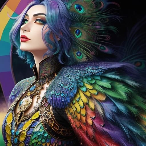 Woman with Rainbow Scales in Ethereal Fantasy Style