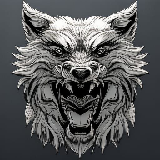 Hyperdetailed Angry Wolf Emoji in Cartoon Art Style