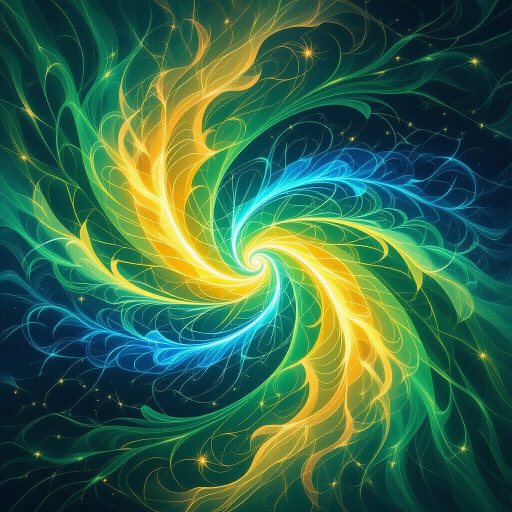 Vibrant Life Force Energy Flowing in Abstract Patterns