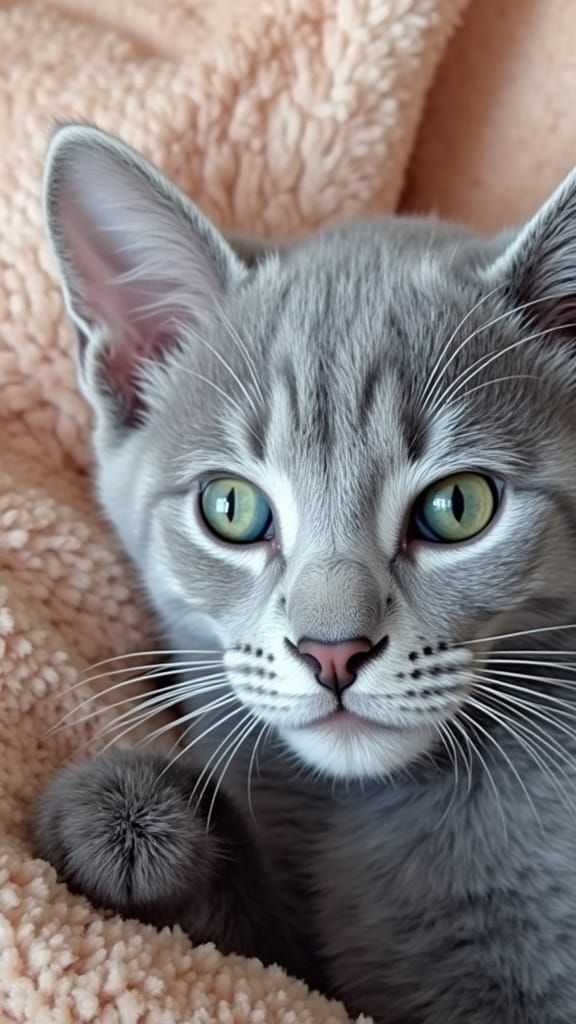 Russian Blue Cat's Gentle Face Development in Artistic Style