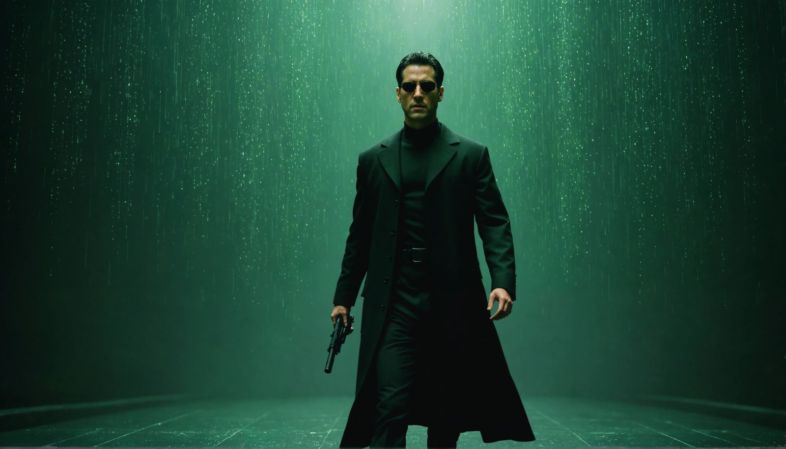 Cinematic Matrix Scene with Film Grain Effect