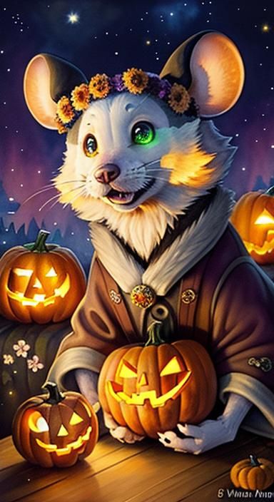 Mouse at Bioluminescent Halloween Charcuterie Board in Water...