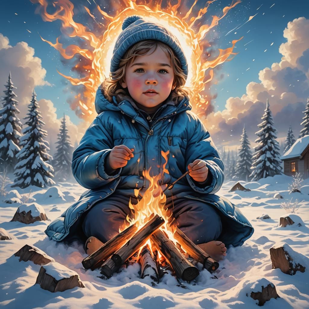 Cozy Winter Fire Astral Illustration
