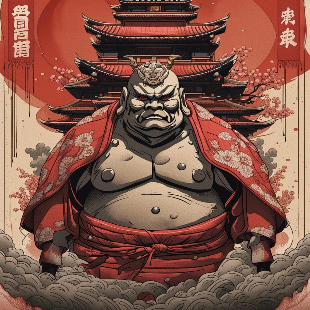Sumo Palace Guardian in Japanese Pop Art Style