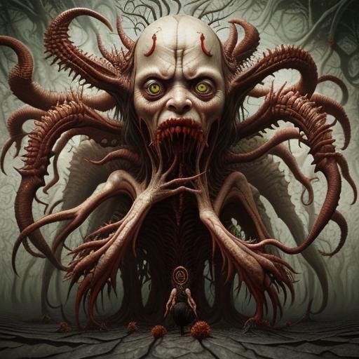 Hallucinatory Multi-Limbed Monster in Maximalist Mannerism