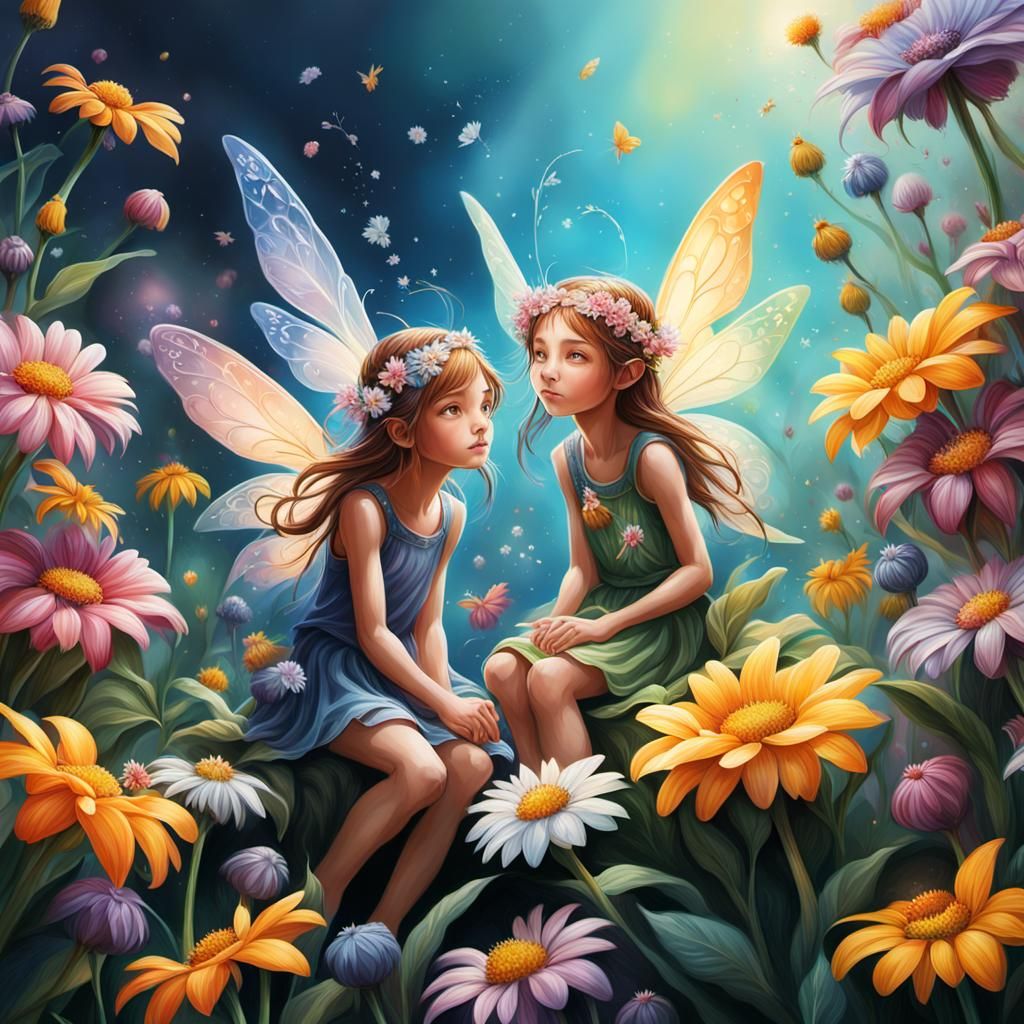Fairies in Flowers: Hyperrealistic Splash Art
