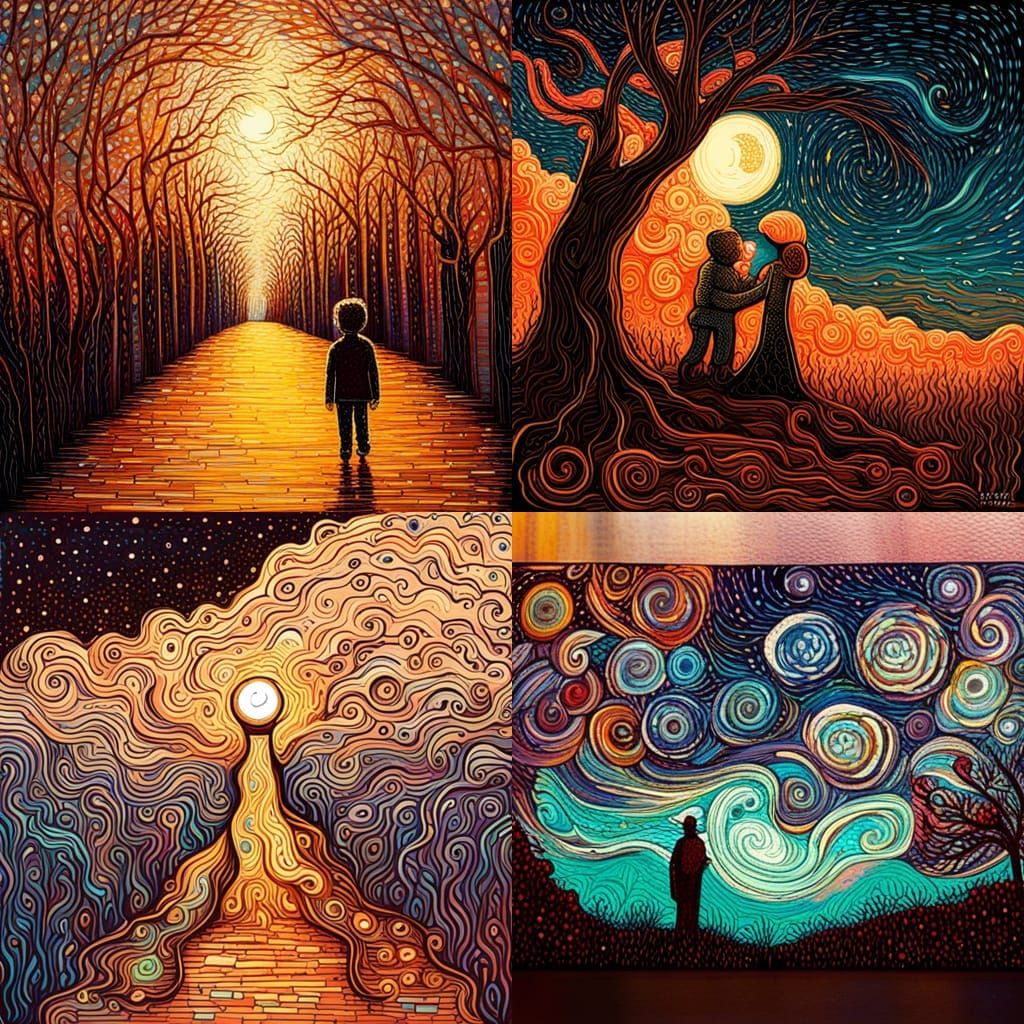 Colorful Folk Art Inspired Abstract Illustration