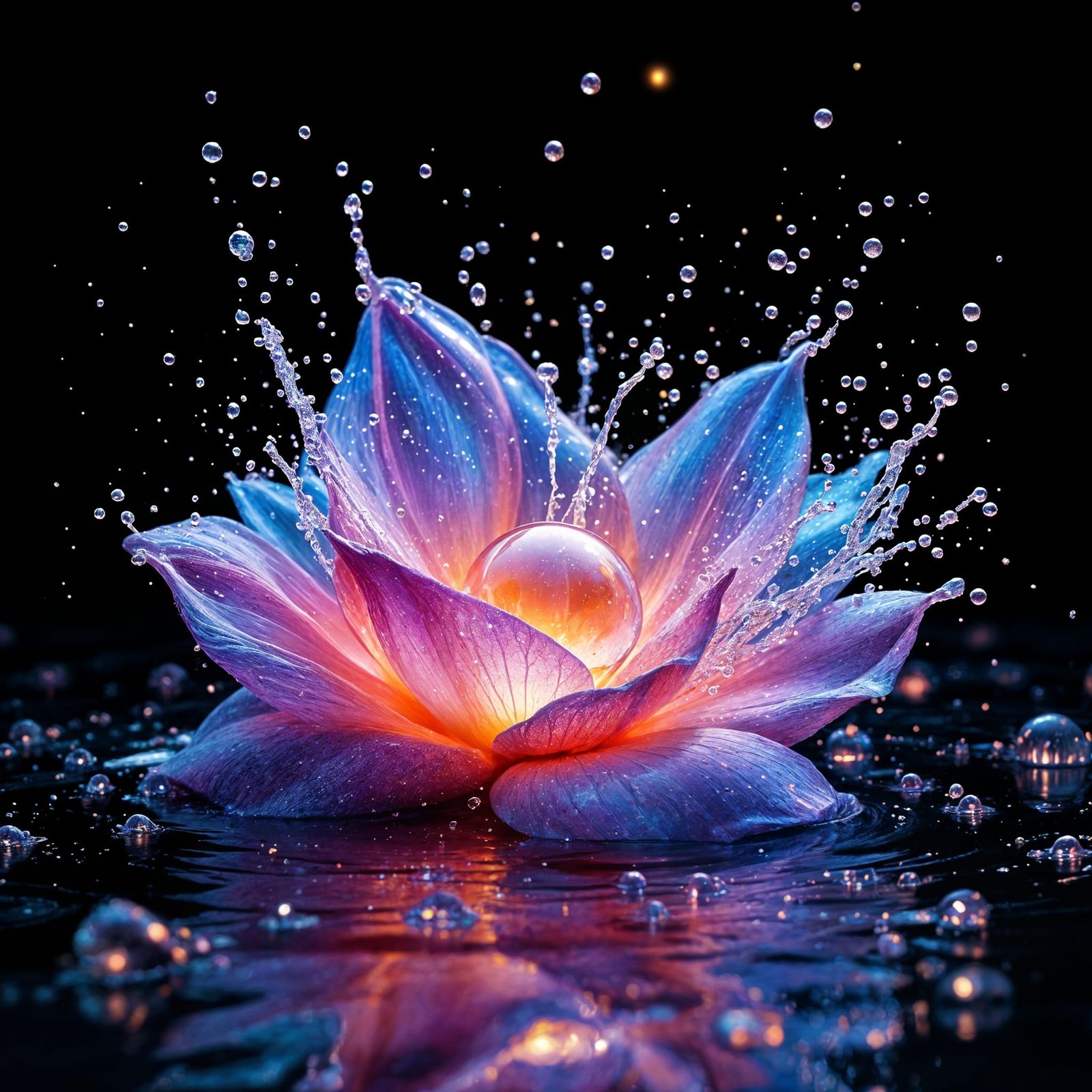 Evaporating Flower Particle Implosion on Black Background