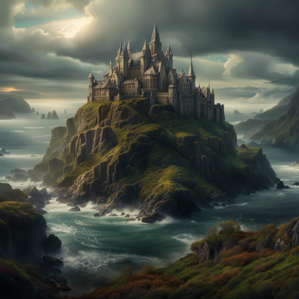 Epic Isle of Avalon Digital Matte Painting