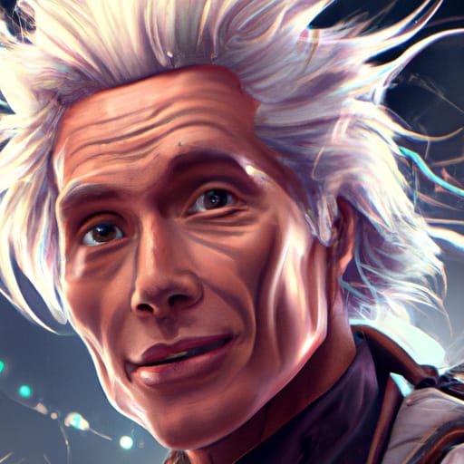 Doc Emmett Brown Portrait in Hyperdetailed Style