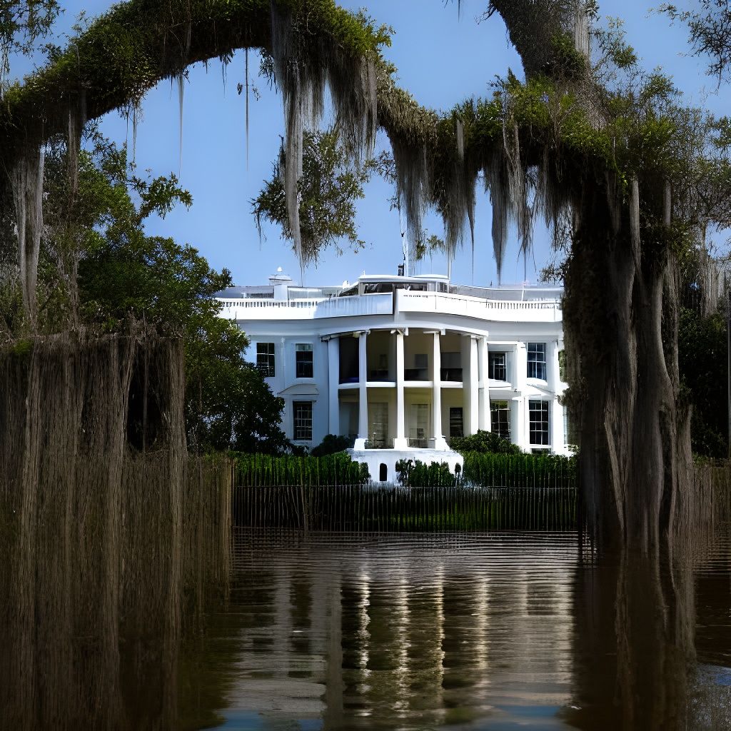 Dilapidated White House in Mangrove Swamp
