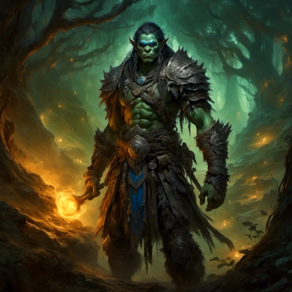 Orc Shaman in Mystical Forest: Fantasy Concept Art