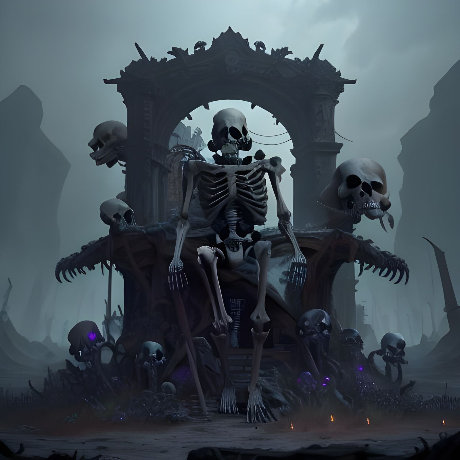 Fantastical Skeletons in Vibrant Deep Colors