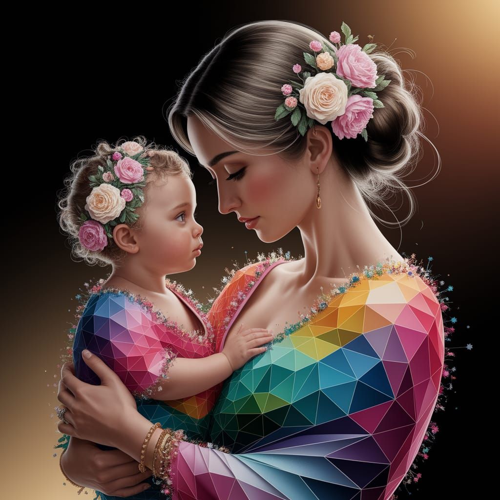 Mother and Child in Geometric Harmony