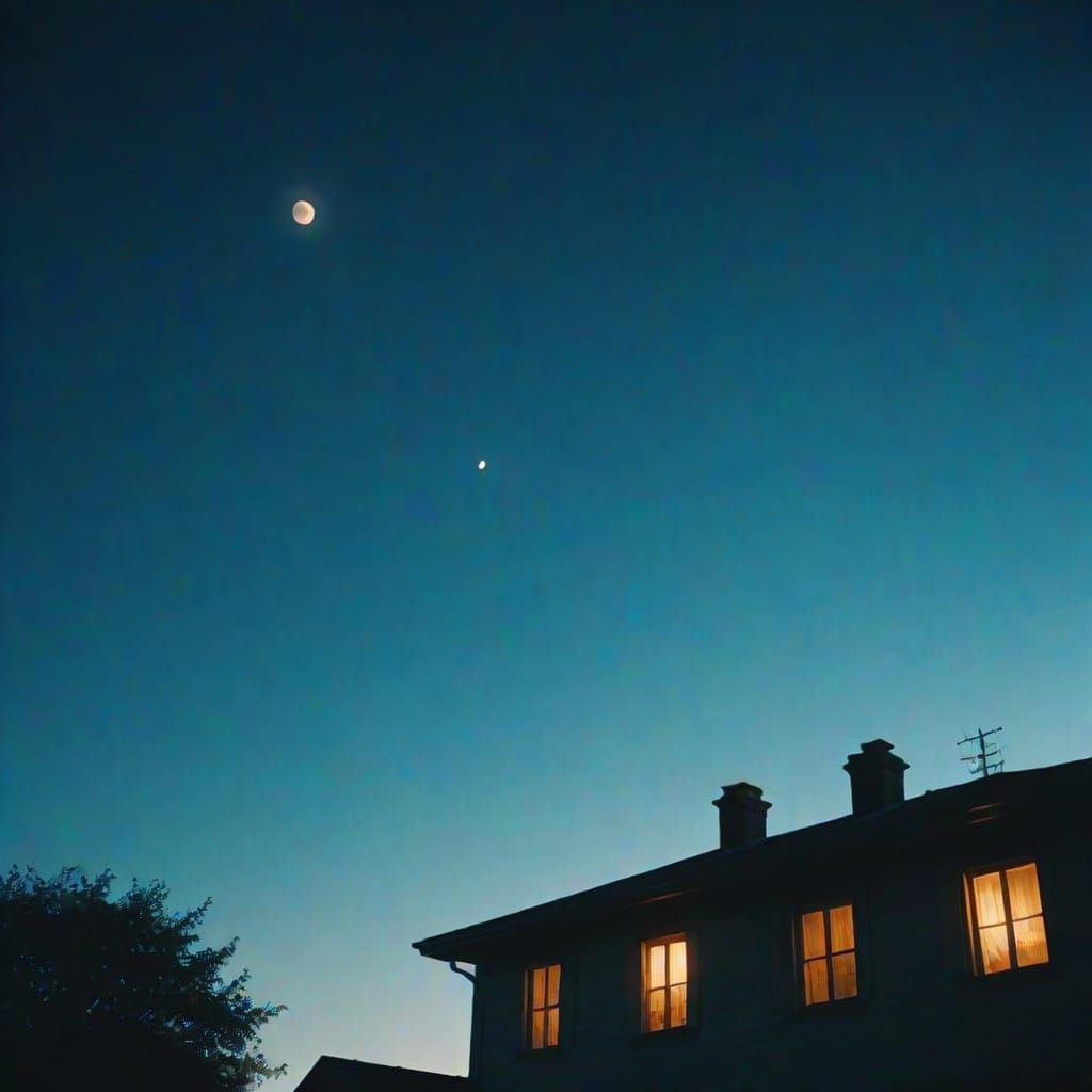 Glowing Moon in Noir Film Still