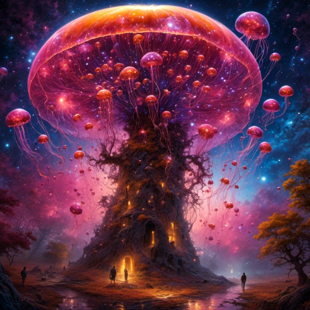 Surreal Jellyfish Constellation Optical Illusion