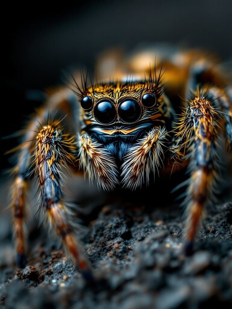Hyperrealistic Close-Up of a Jumping Spider