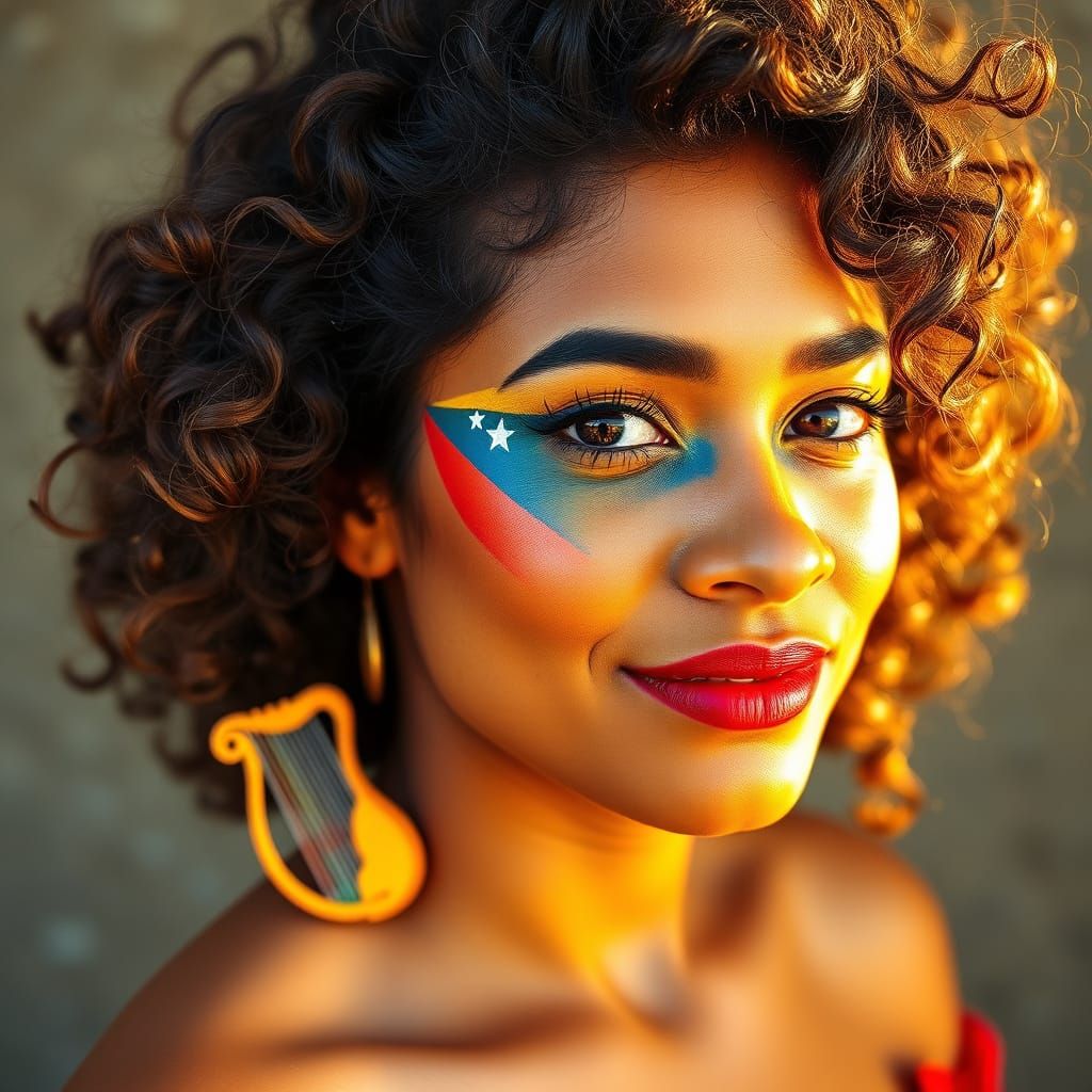 Venezuelan Woman with Flag Face Paint