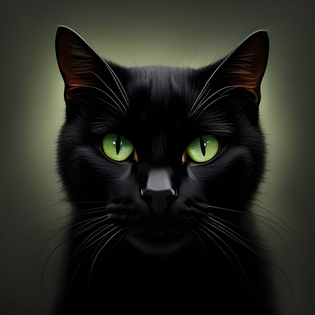 Iridescent-Eyed Black Cat Portrait