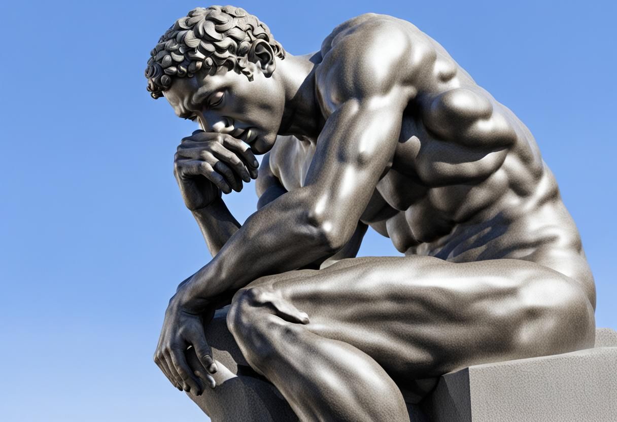 Man Poses as 'The Thinker' in Vintage 3D Photo