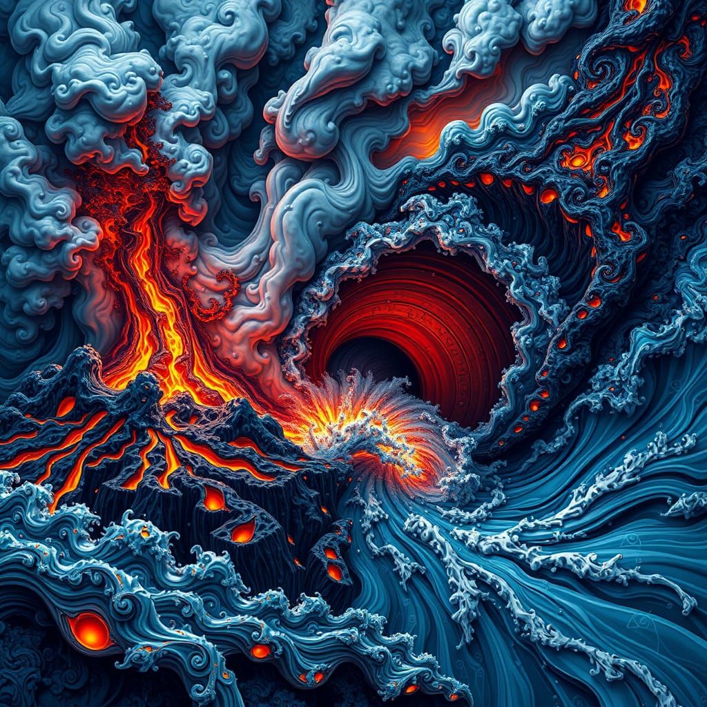 Volcanic Whirlpool with Abstract Fractal Patterns