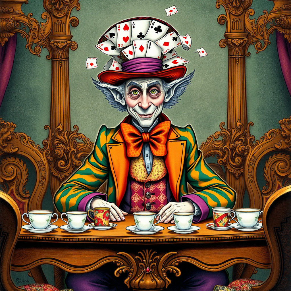 Mad Hatter's Tea Party: A Whimsical Illustration