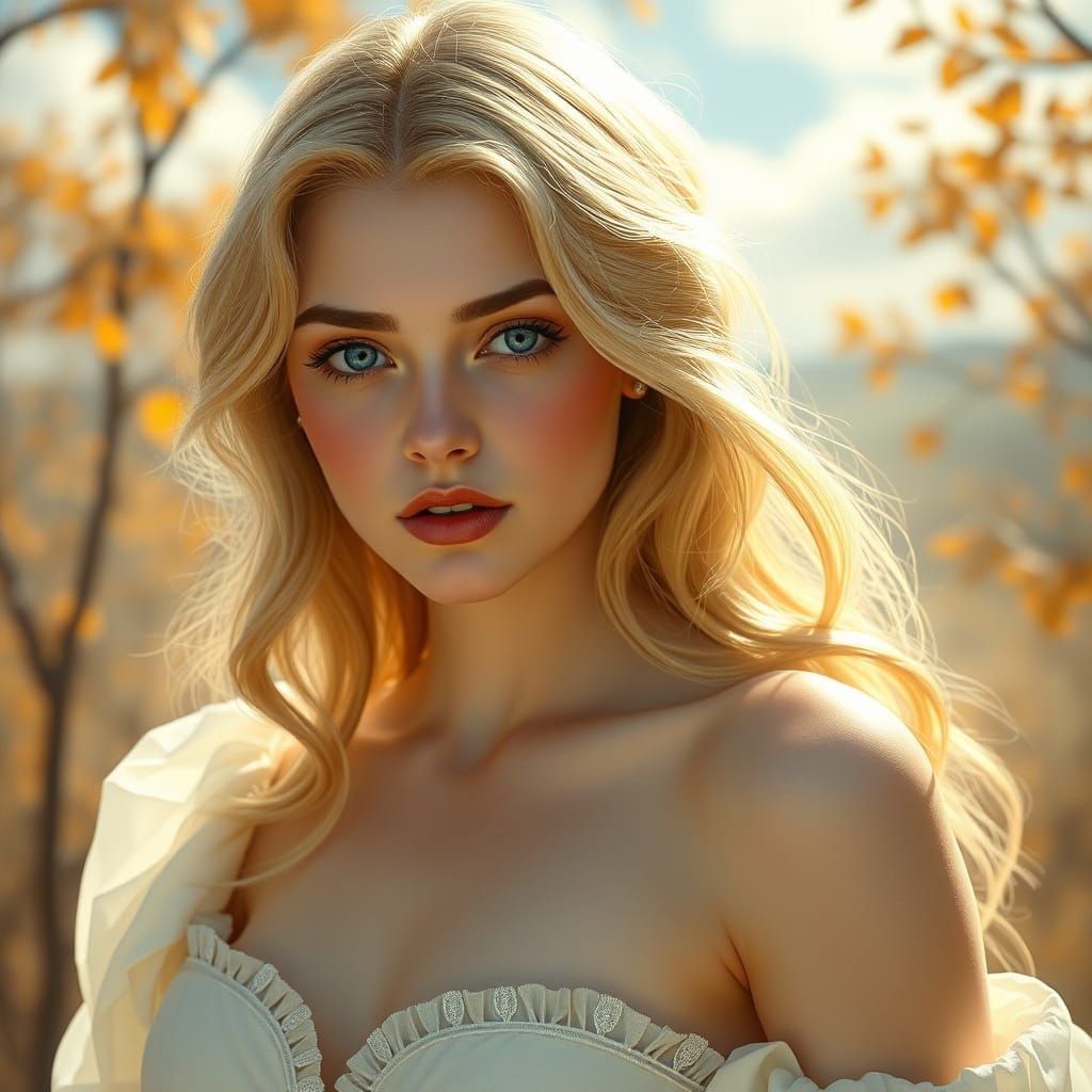 Elegant European Beauty in Art Nouveau Style