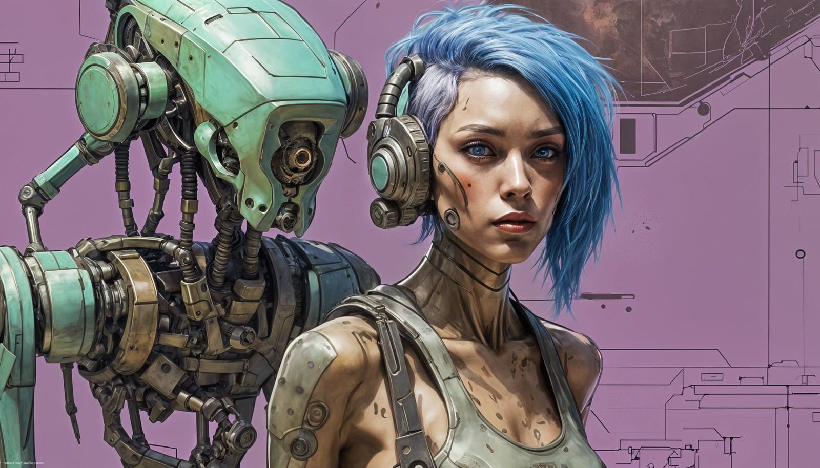 Bronze Robotic Alien Woman: Sci-Fi Concept