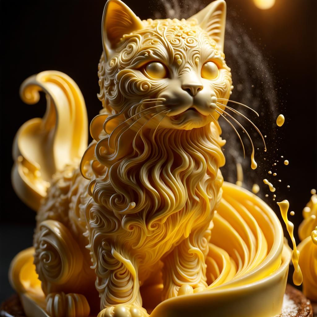 Curly Cat Butter Sculpture
