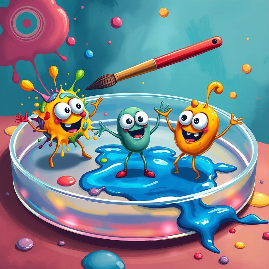 Googly-Eyed Microbes Enjoy Chaotic Paint Party