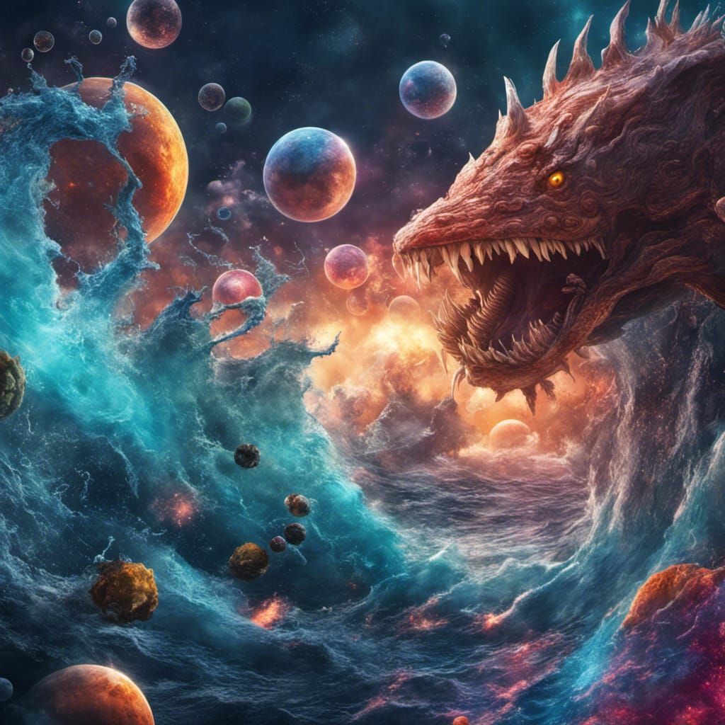 Hyperrealistic Ocean Monsters in Space Concept Art
