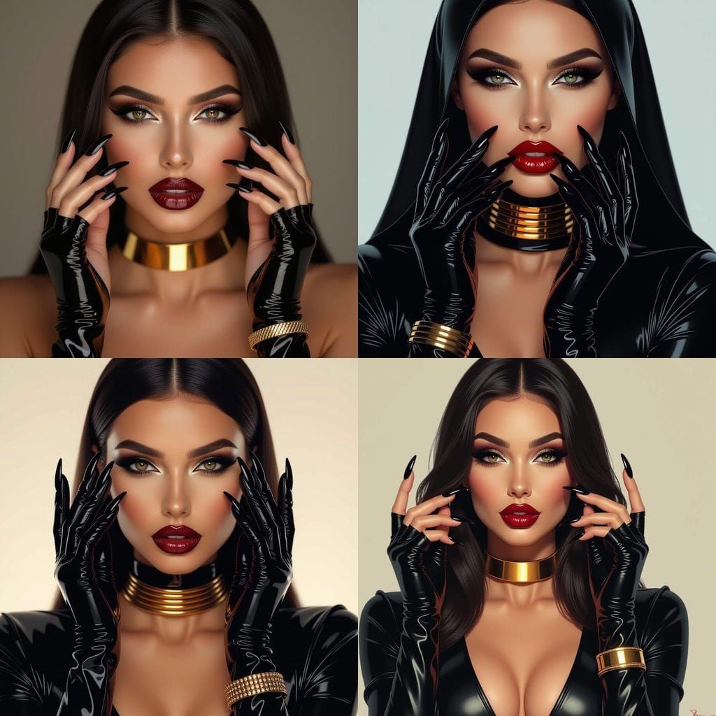 Ultra Realistic Arabian Beauty in Black Latex