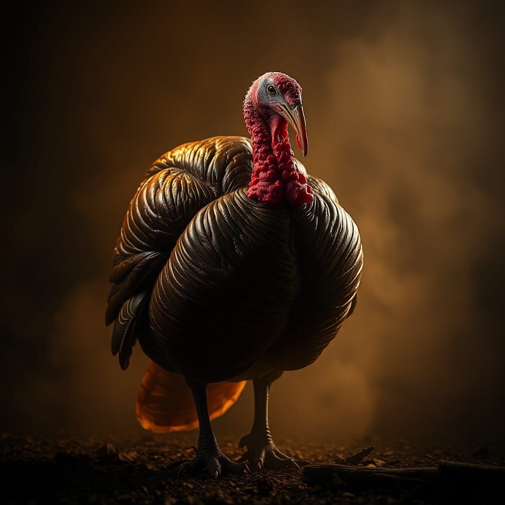 Majestic Featherless Turkey in Hyperrealistic Style